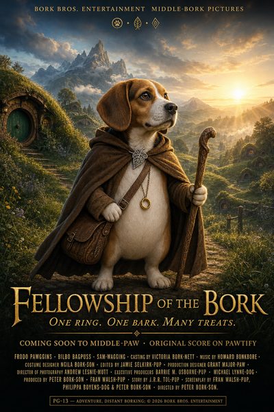 Fellowship of the Bork pet movie poster template