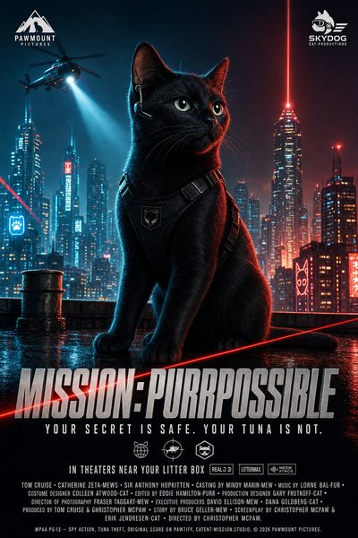 Mission Purrpossible pet movie poster template