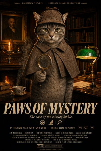 Paws of Mystery pet movie poster template