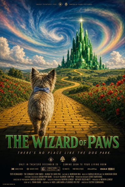 The Wizard of Paws pet movie poster template