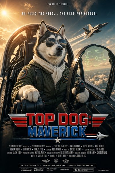 Top Dog Maverick pet movie poster template